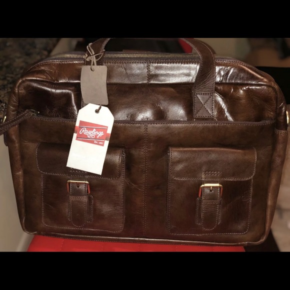 rawlings leather messenger bag